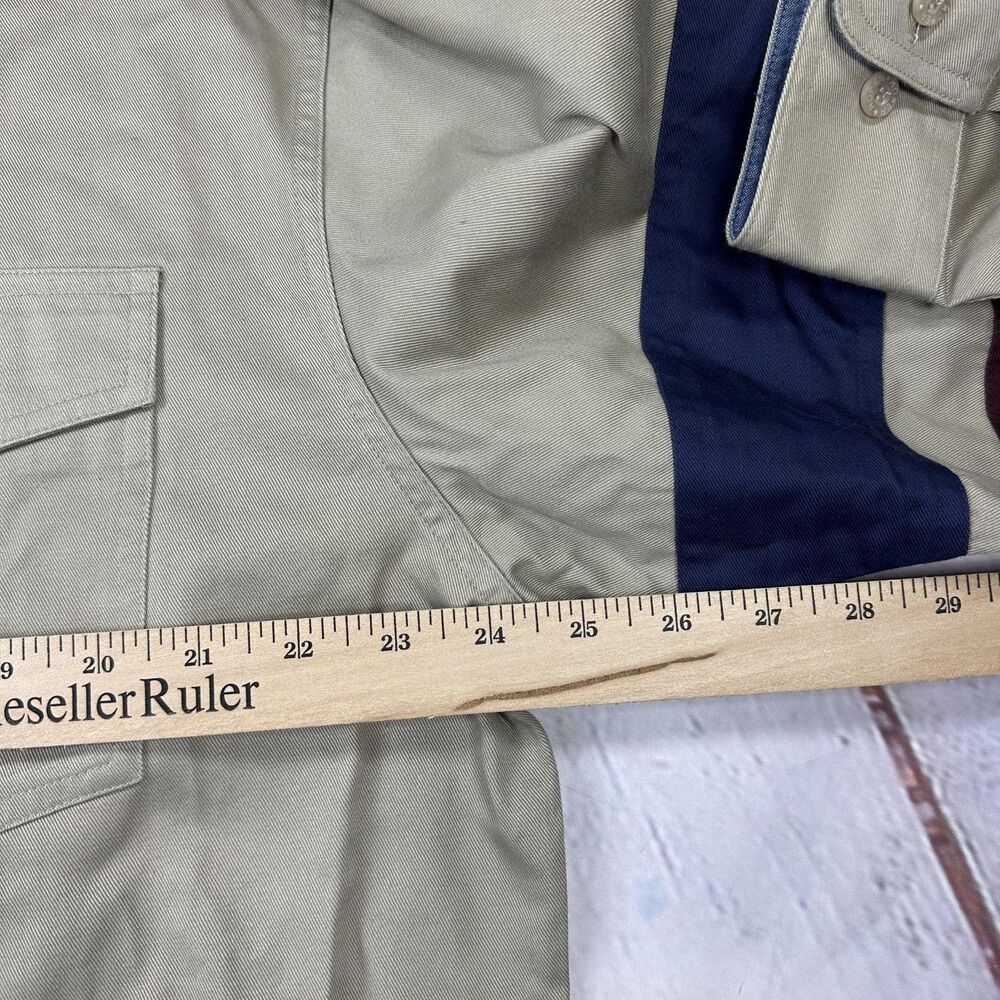 Roper Shirt Mens 2XL Tan Blue Western Stripe Long Sleeve Button Front Casual - Picture 7 of 9